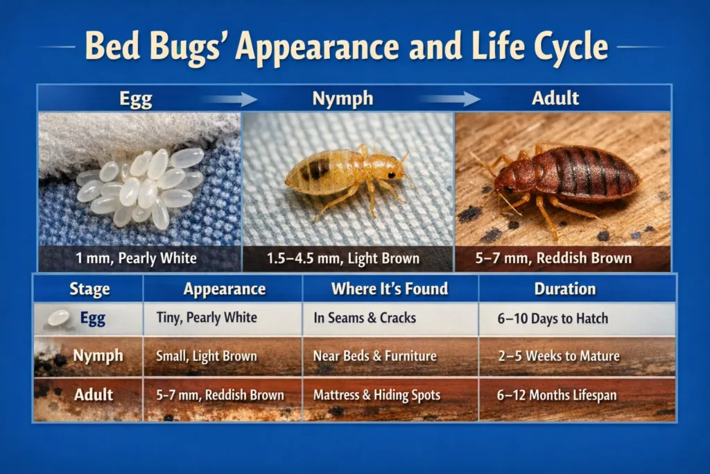 bed bugs appearance and life cycle